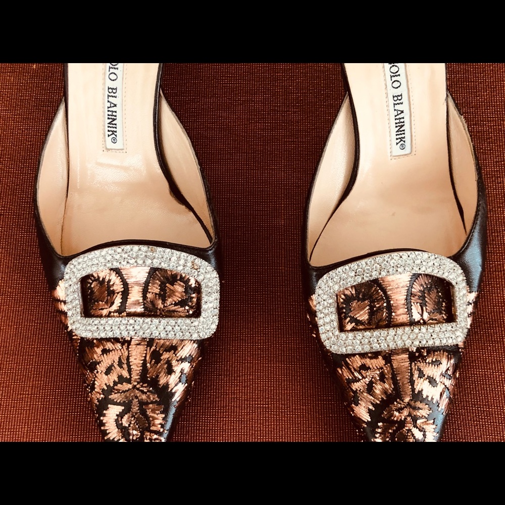 Manolo Blahnik, size 38.5, 8 1/2, gently worn.